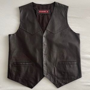 Vintage Phase 2 dark brown leather vest